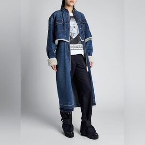 SACAI Women's Denim Zip Front Trench Maxi Dress Coat Sz 2, US 8 M Org $1,595